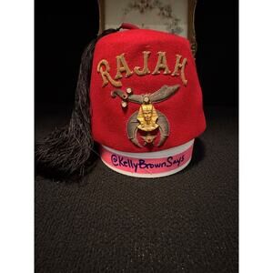 Vintage RAJAH Fez Hat S. Abrahams Co. Philadelphia Shriner Style Tassel Sword
